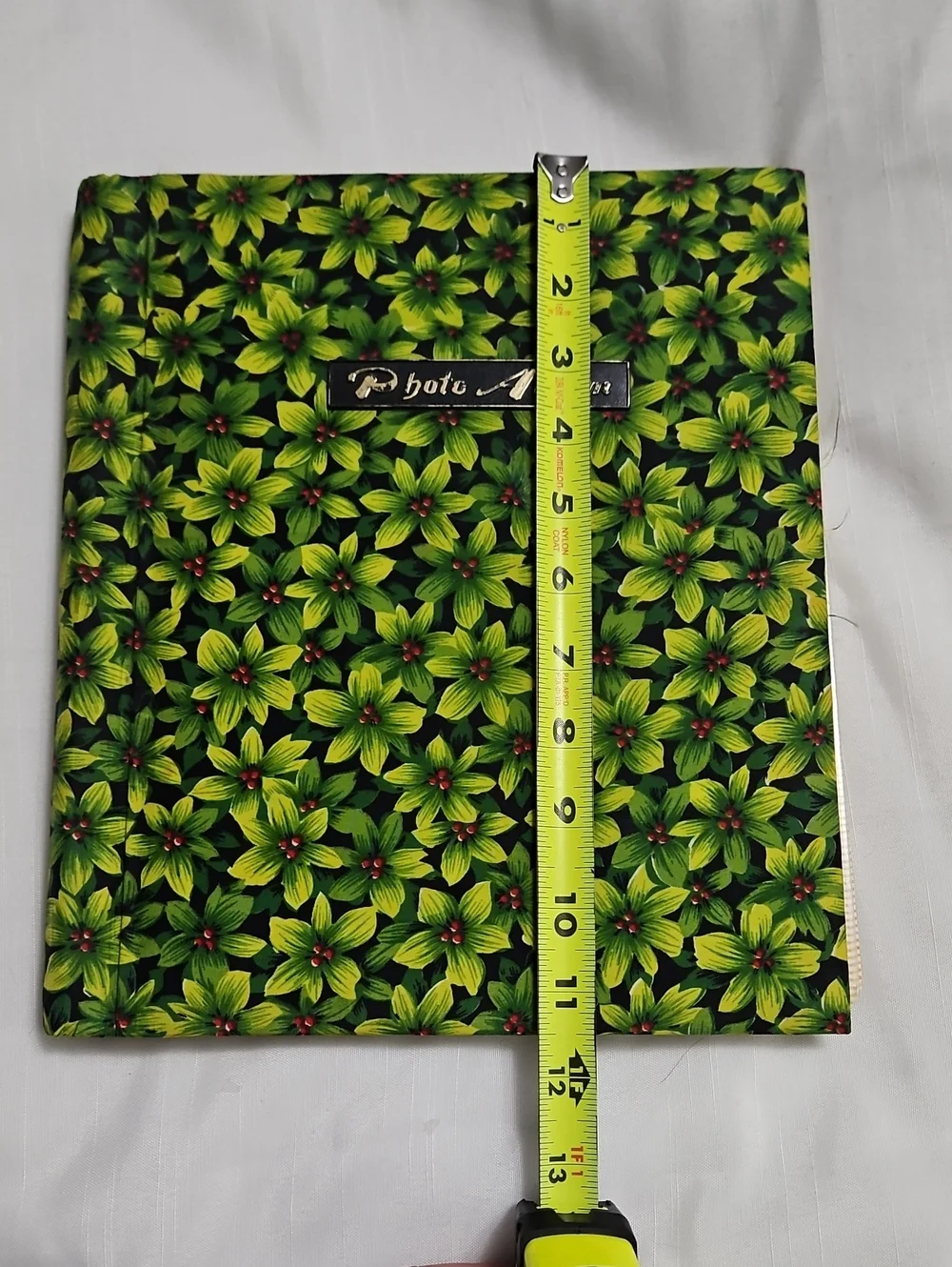 Vintage Green Floral Fabric Photo Album Scrap Book Spiral Bound Groovy